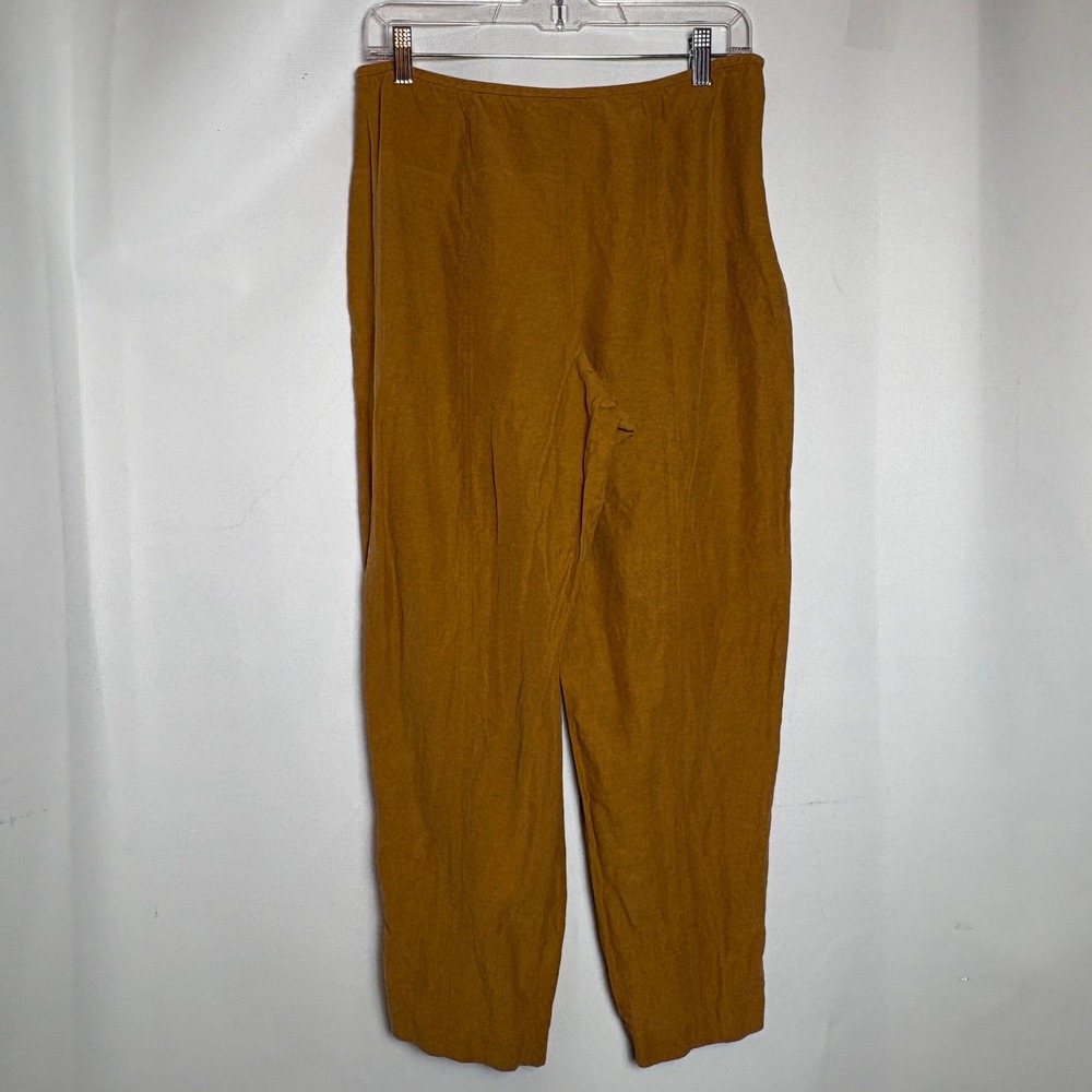 Liz Claiborne Silk Linen High Waist Tapered Trousers Mustard Yellow Petite 14
